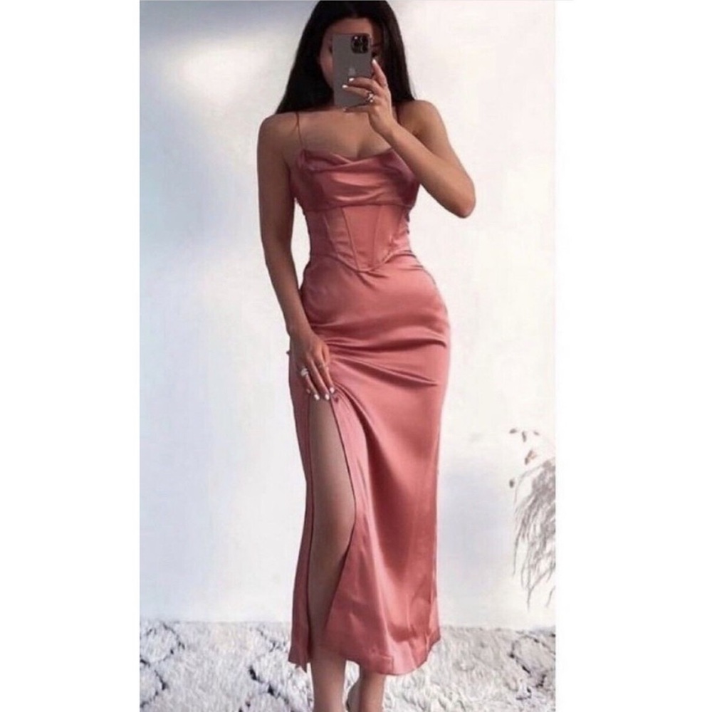 New Zara Satin Corset Slip Dress